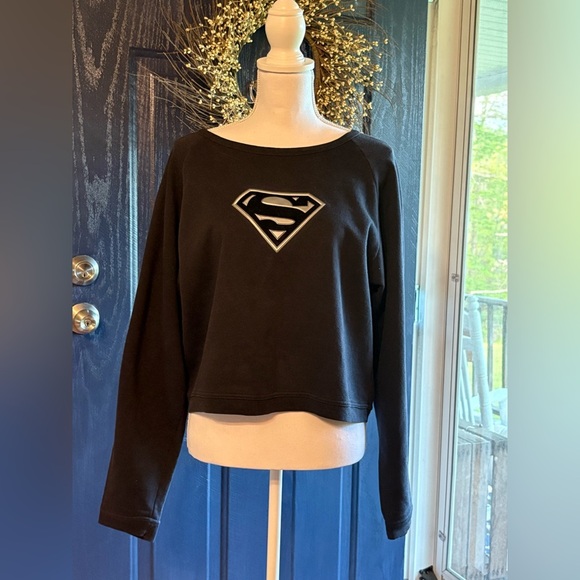 Vintage Black Superman Logo Sweatshirt size M - Picture 1 of 12